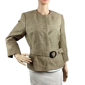 Antonio Melani Jacket Size 8 Tan Stripe Belted
